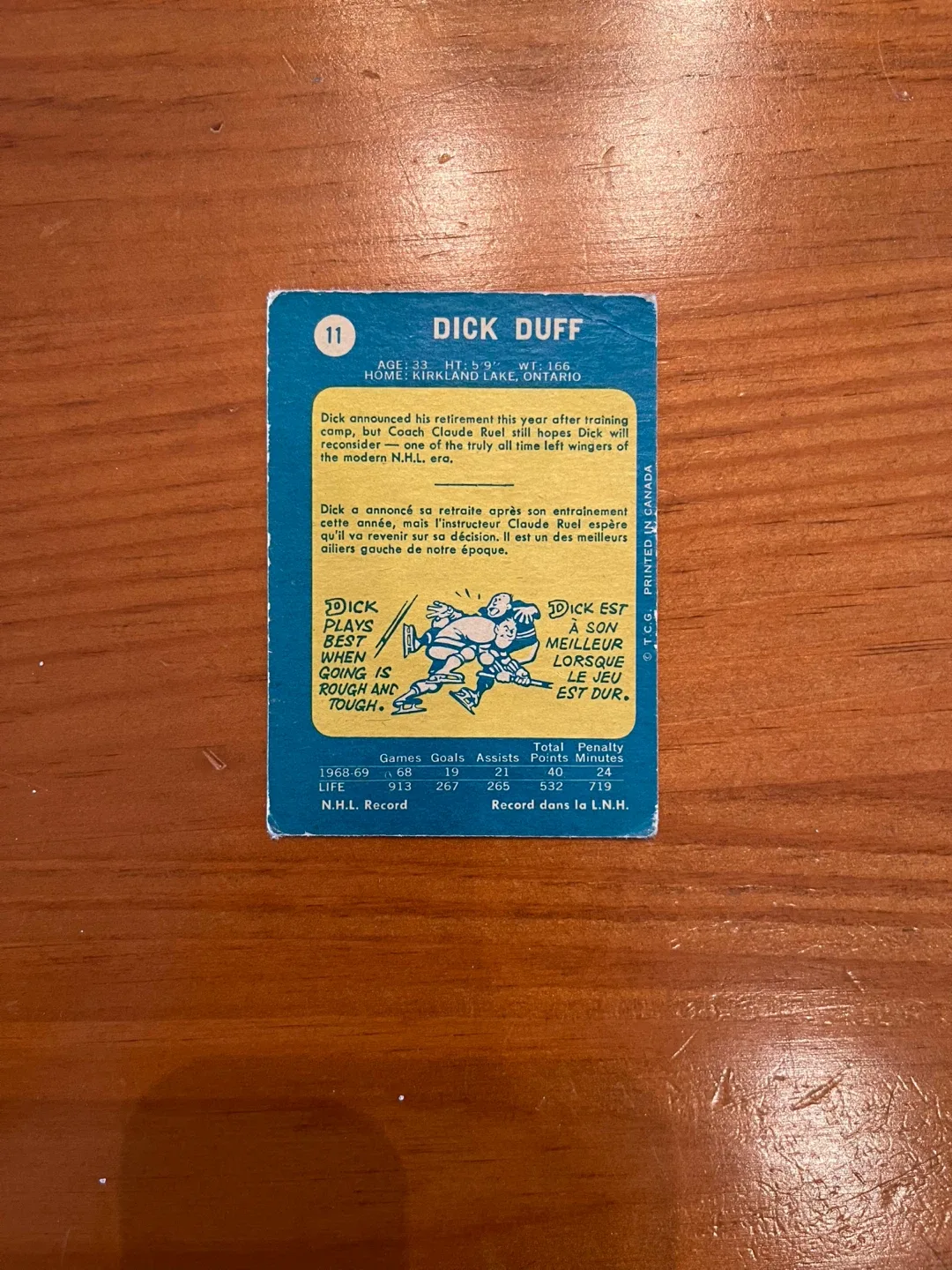 1969-70 O-Pee-Chee #11 Dick Duff Montreal Canadiens image indicator(2)