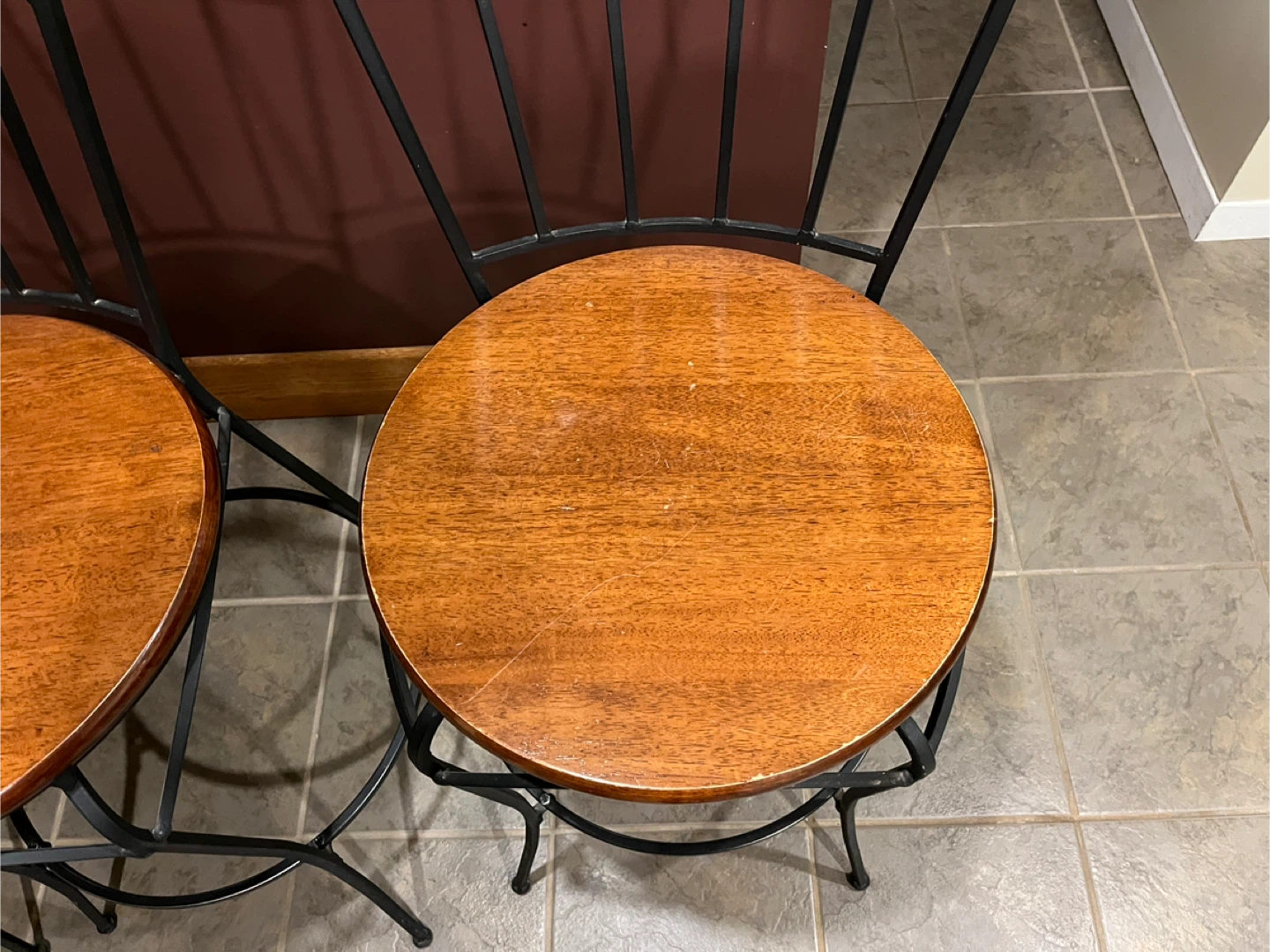 Set of 4 Bar Stools - Wood & Metal - photo 5