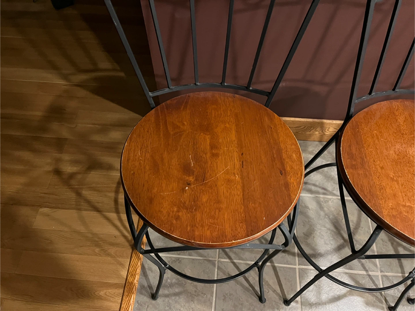 Set of 4 Bar Stools - Wood & Metal - photo 2