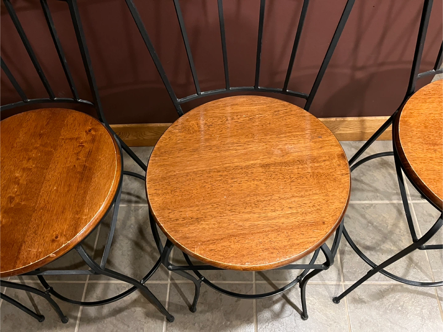 Set of 4 Bar Stools - Wood & Metal - photo 4