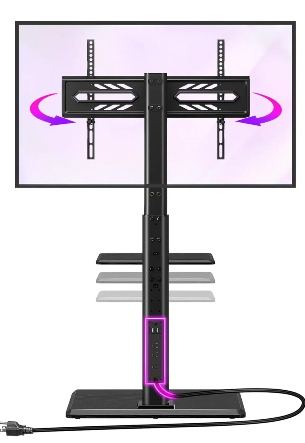 Rolling TV Stand with Mount & Shelf