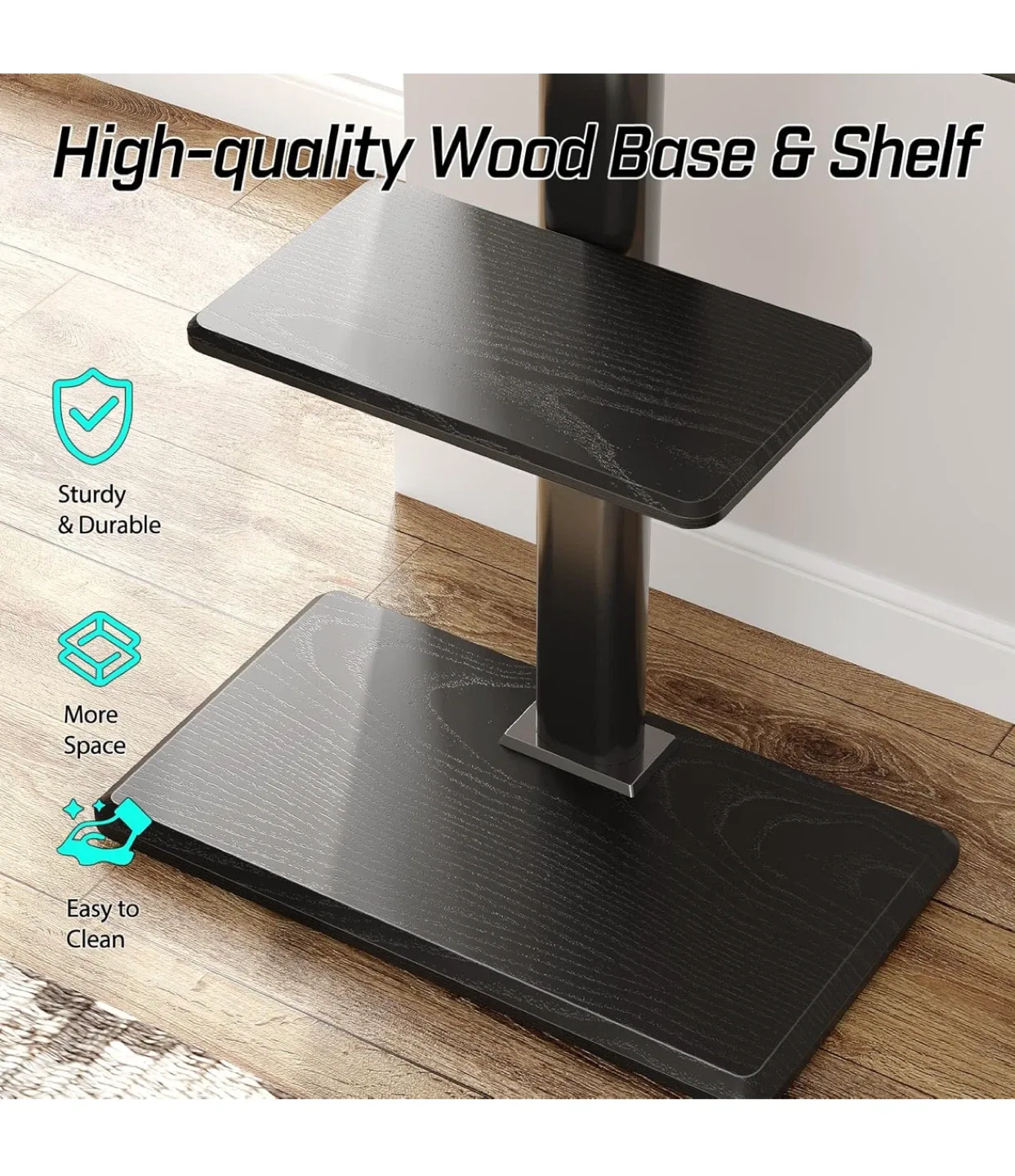 Rolling TV Stand with Mount & Shelf image indicator(3)