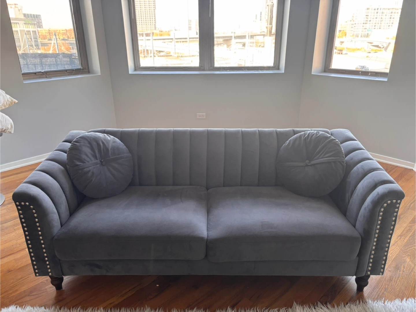 Gray Velvet Sofa