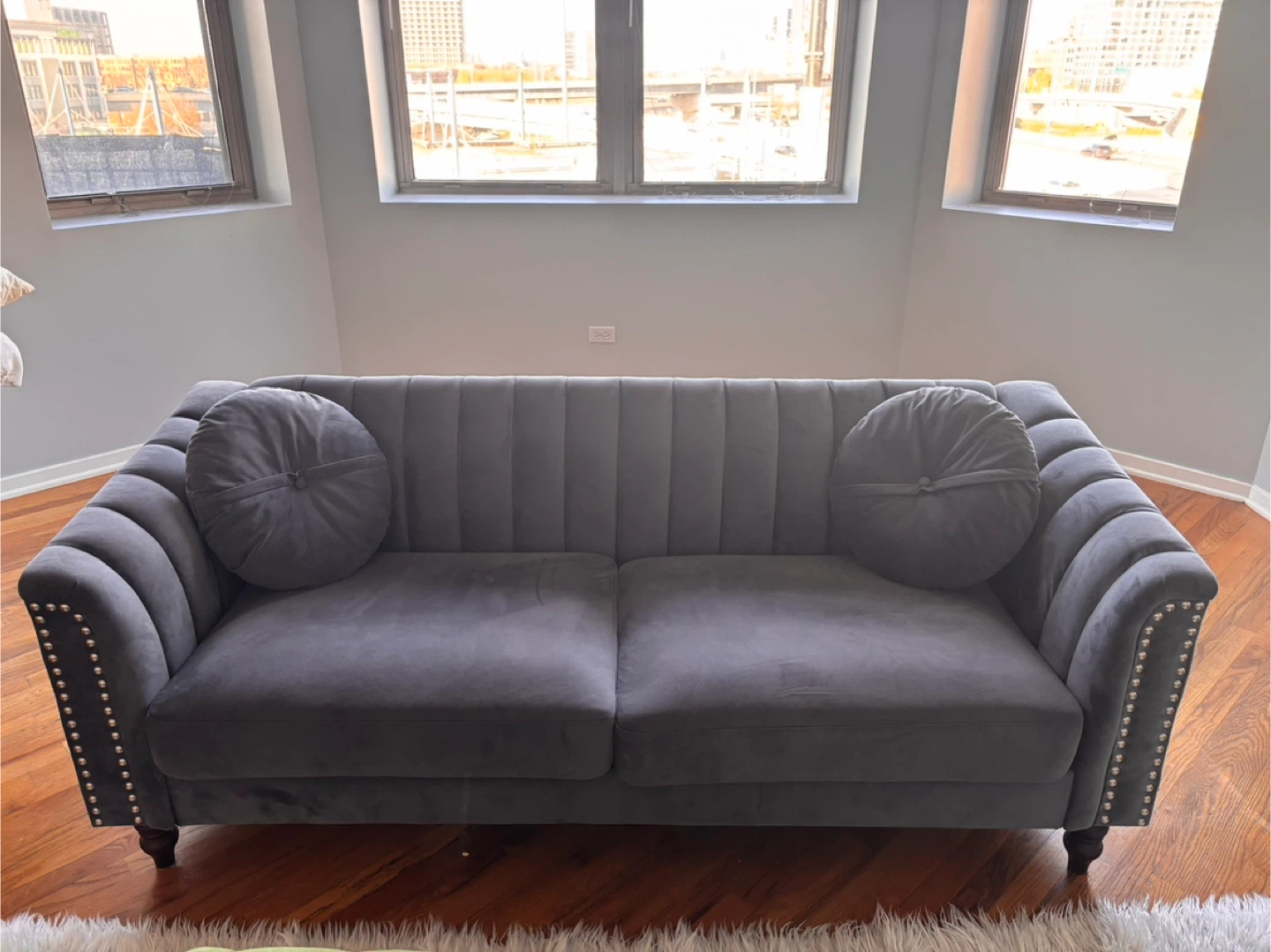 Gray Velvet Sofa - photo 2