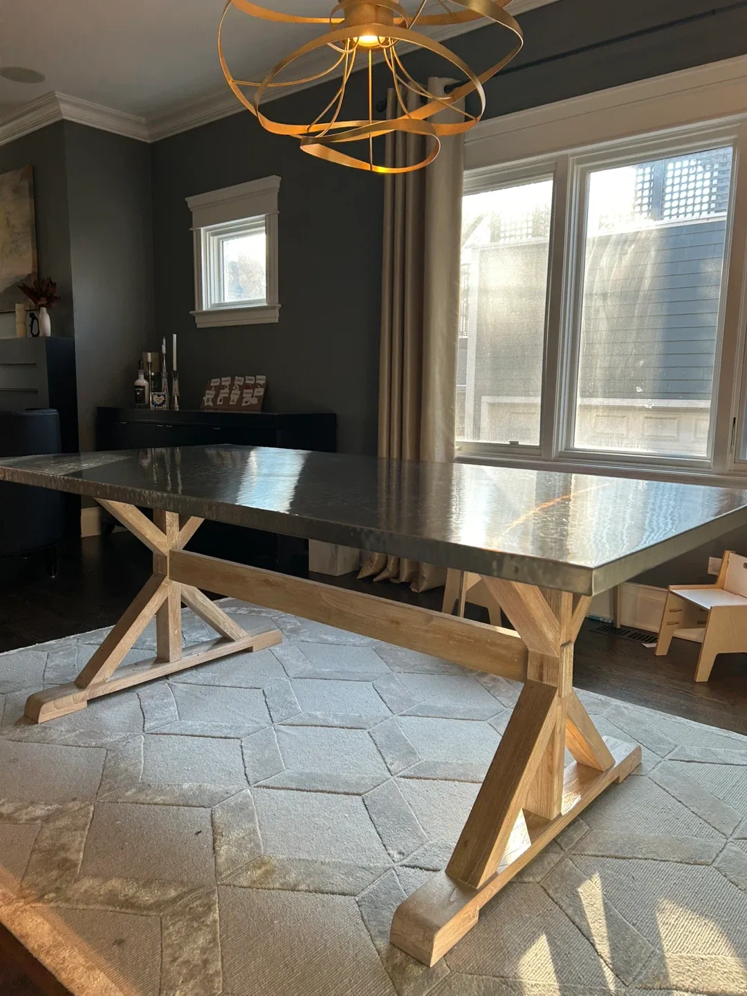 Hammered Metal Dining Table image indicator(3)