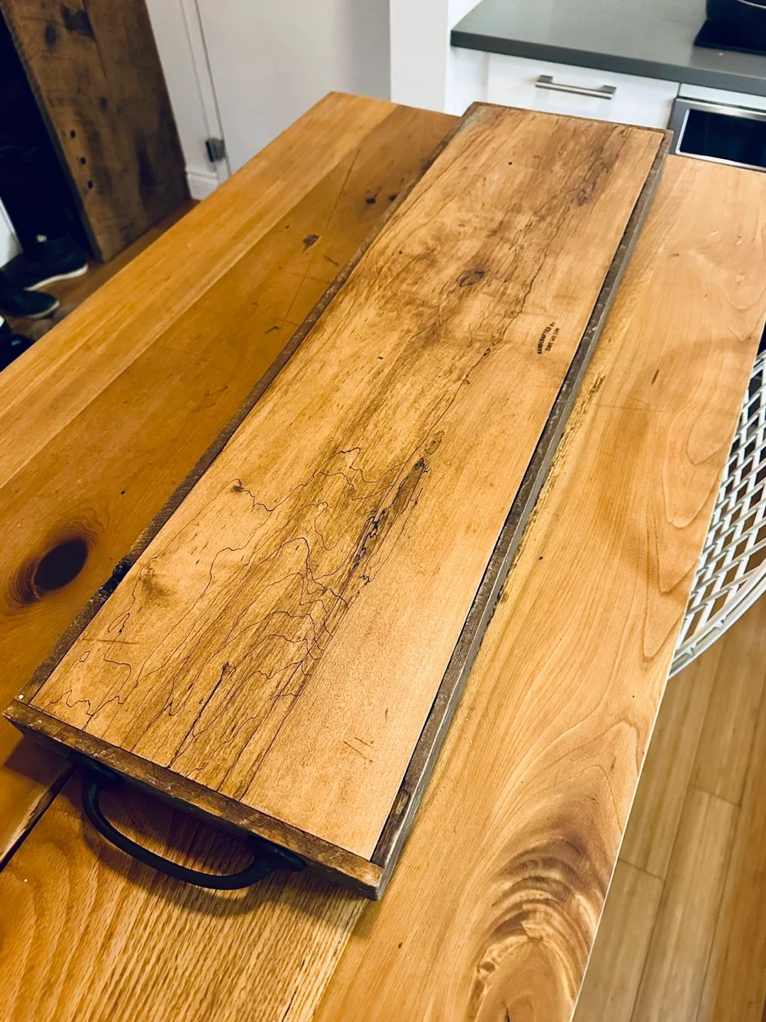 SPALTED MAPLE CHARCUTERIE BOARD SERVING TRAY RECLAIMED WOOD image indicator(3)