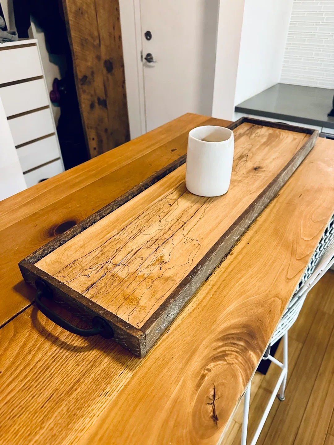 SPALTED MAPLE CHARCUTERIE BOARD SERVING TRAY RECLAIMED WOOD image indicator(2)