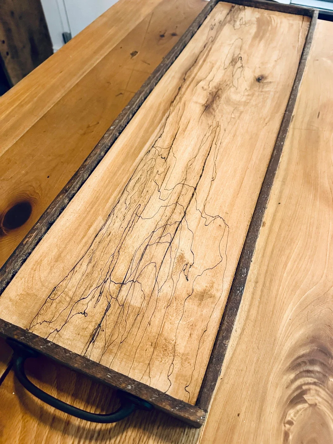 SPALTED MAPLE CHARCUTERIE BOARD SERVING TRAY RECLAIMED WOOD