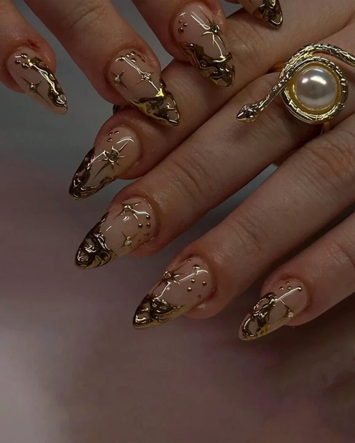 Handmade Gold Accent press on Nails