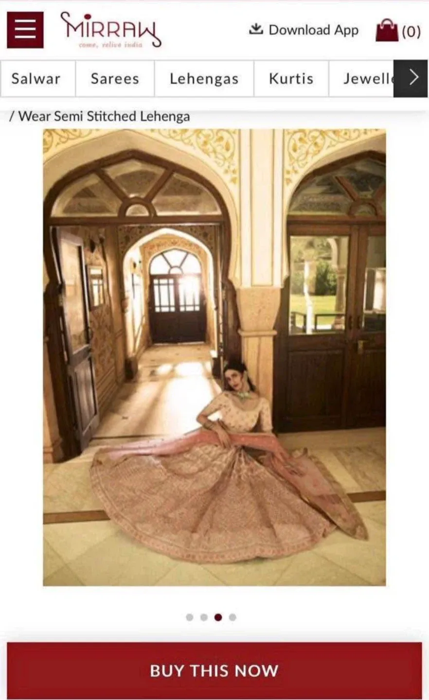 Brand New Peach Embroidered Crepe Bridal Lehenga - Size S image indicator(6)