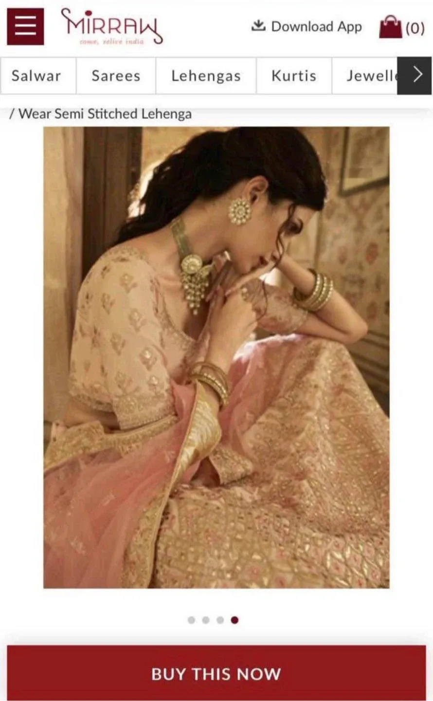 Brand New Peach Embroidered Crepe Bridal Lehenga - Size S image indicator(4)