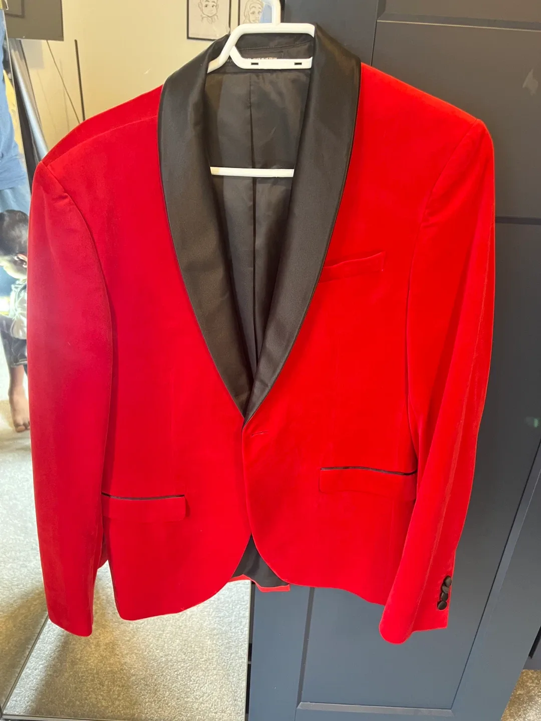 Zara Red Velvet Blazer - Size 40