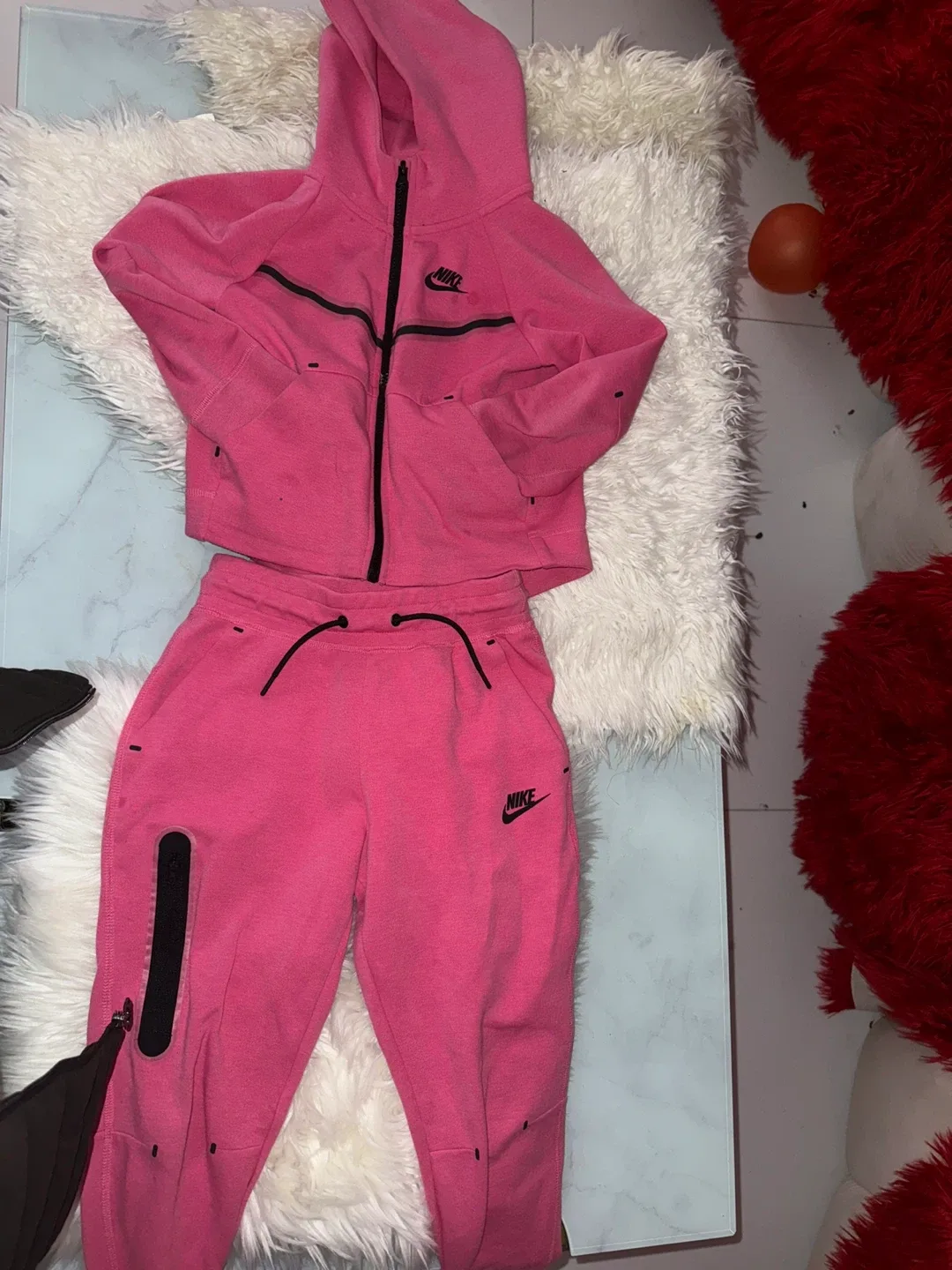 Girl Nike Tech Fleece Pink Tracksuit Set (XS) pant. S image indicator(4)