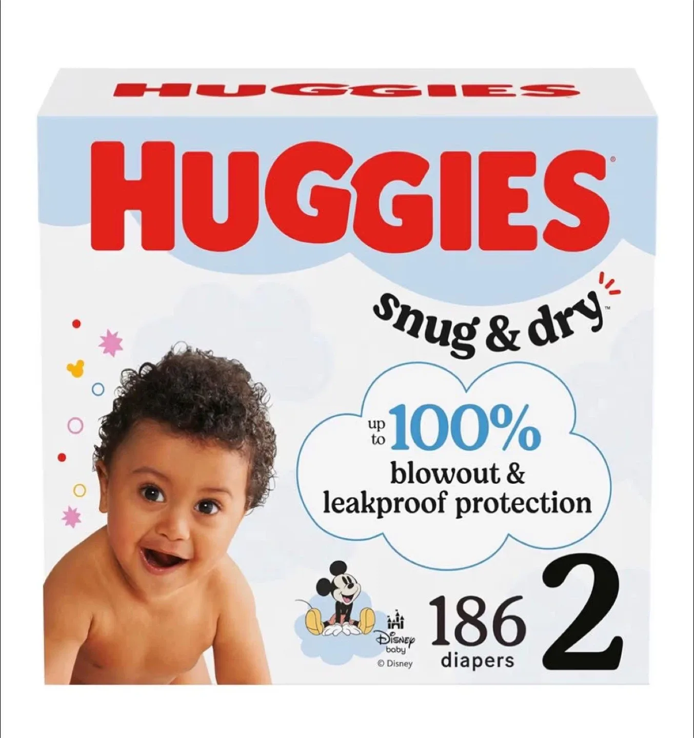 (New) Huggies Snug & Dry Size 2 Diapers - 186 Count