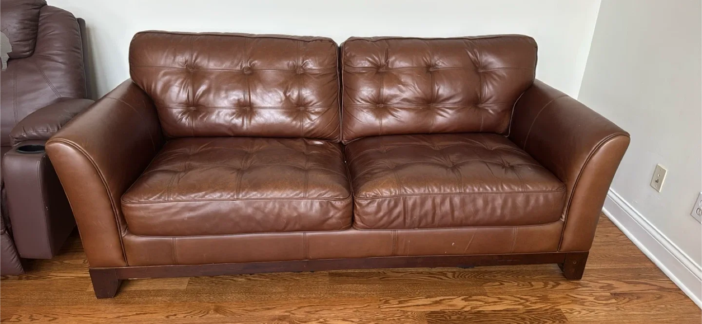 Brown Leather Loveseat