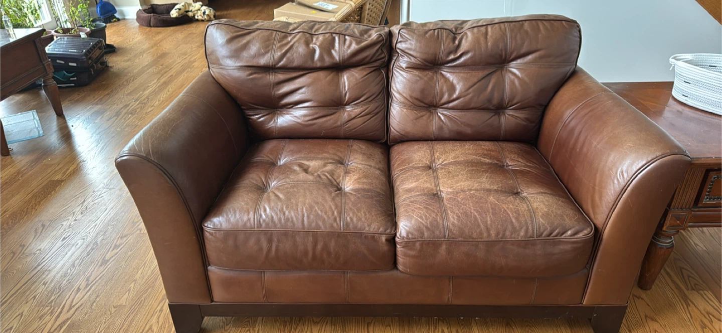 Brown Leather Loveseat - photo 2