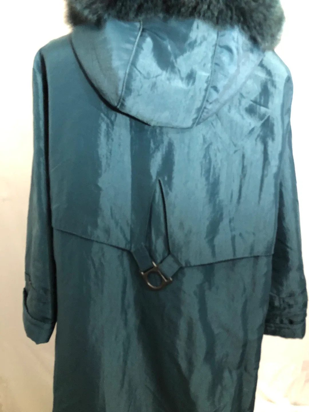 Women’s Teal Hooded Long Coat. Size Large. Antels. image indicator(2)