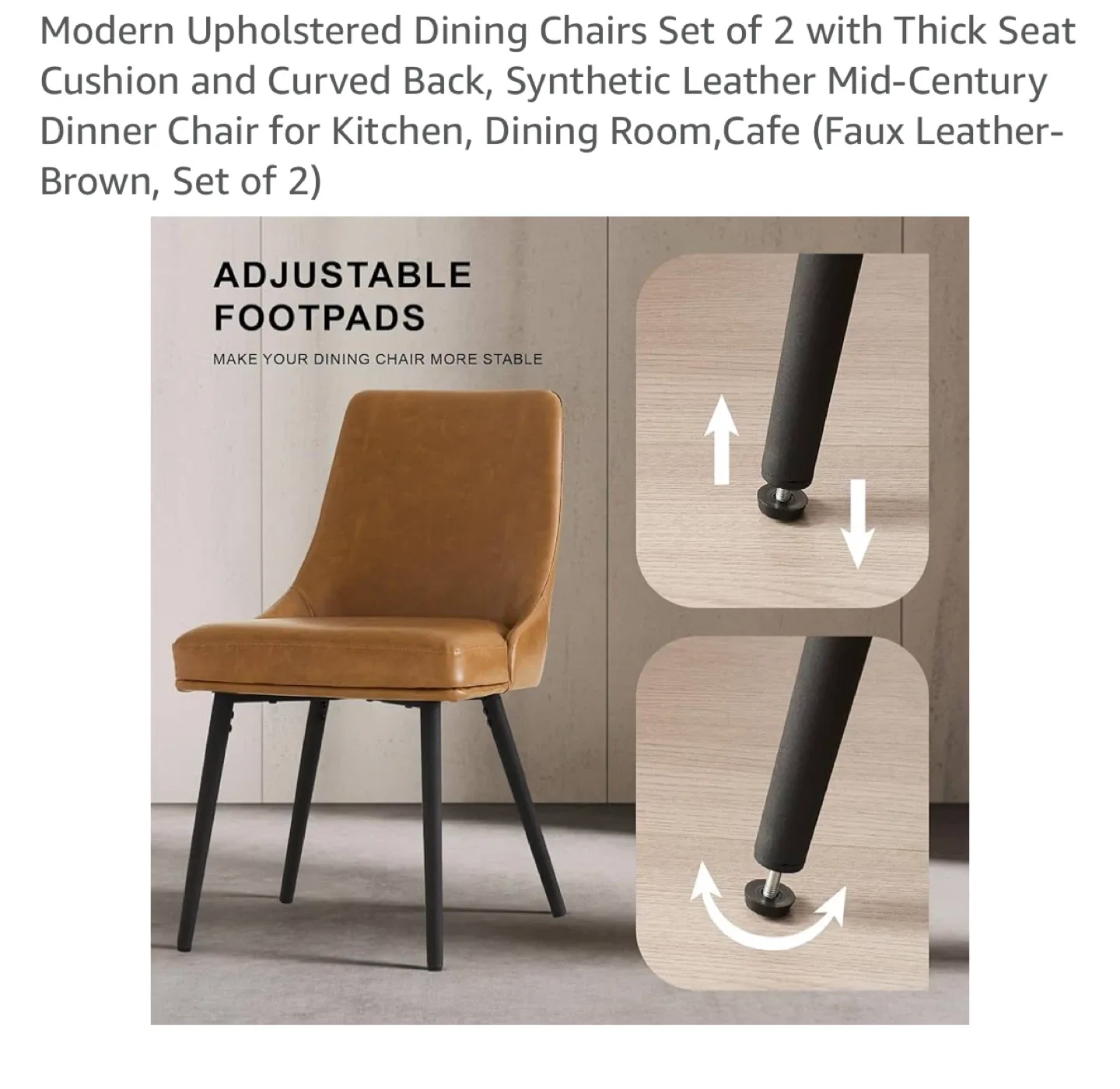 Brown Faux Leather Dining Chairs (Set of 2) image indicator(4)