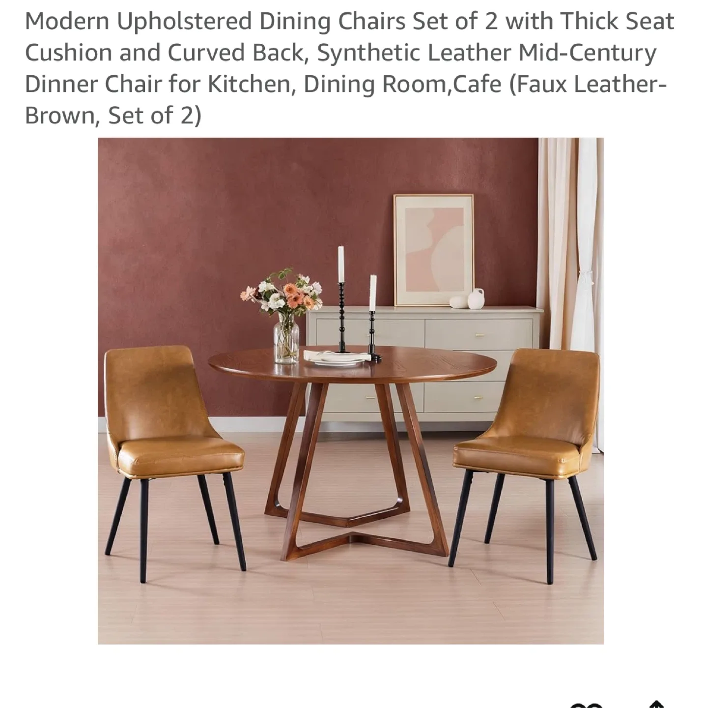 Brown Faux Leather Dining Chairs (Set of 2)