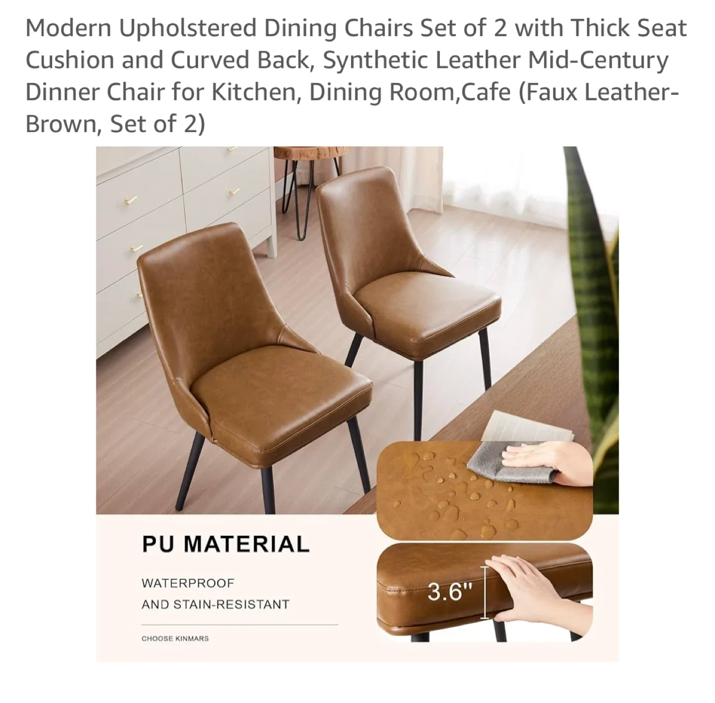 Brown Faux Leather Dining Chairs (Set of 2) image indicator(3)