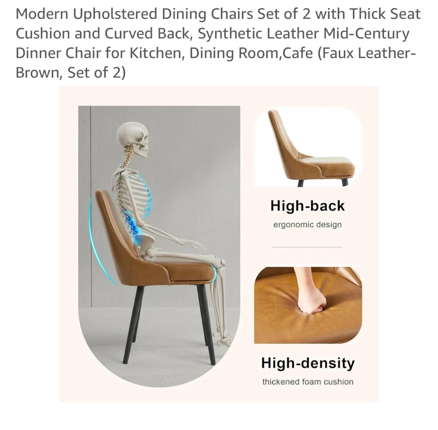 Brown Faux Leather Dining Chairs (Set of 2) image indicator(5)