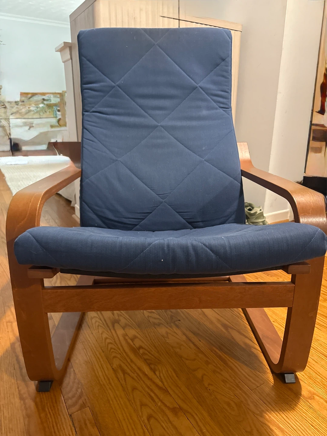 IKEA Poang Chair - Blue Cushion, Dark Brown Frame - photo 3