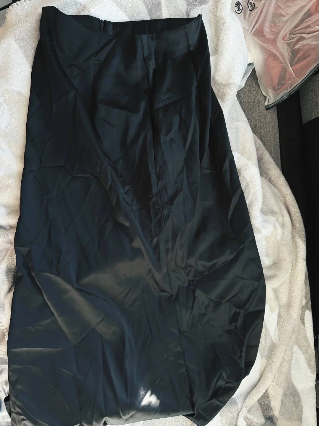 Black Satin Midi Skirt, size S image indicator(5)