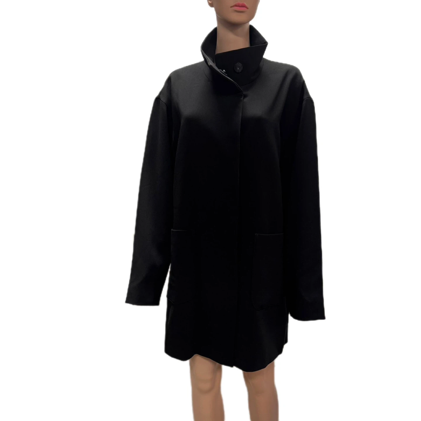 Melanie Lyne Black Funnel Neck Coat – Size 14 (New with Tag) - photo 5