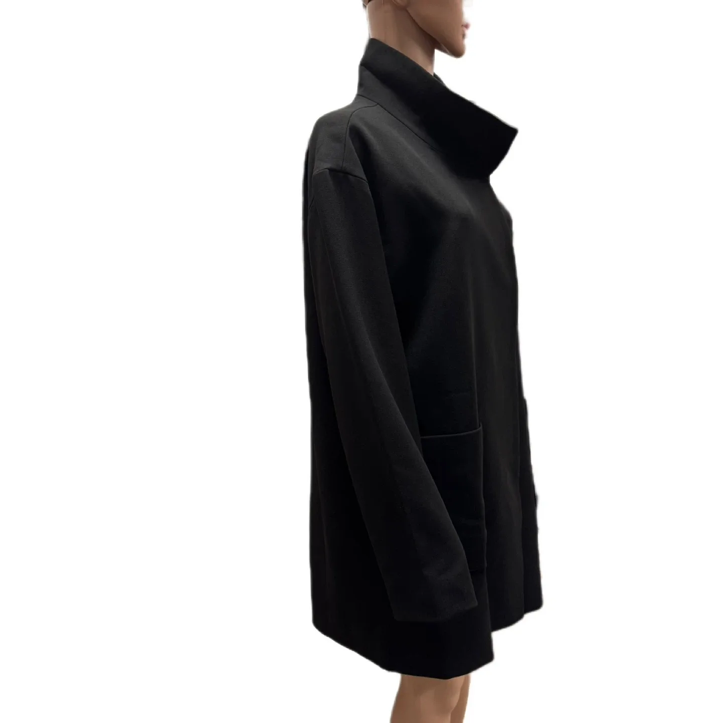 Melanie Lyne Black Funnel Neck Coat – Size 14 (New with Tag) image indicator(2)