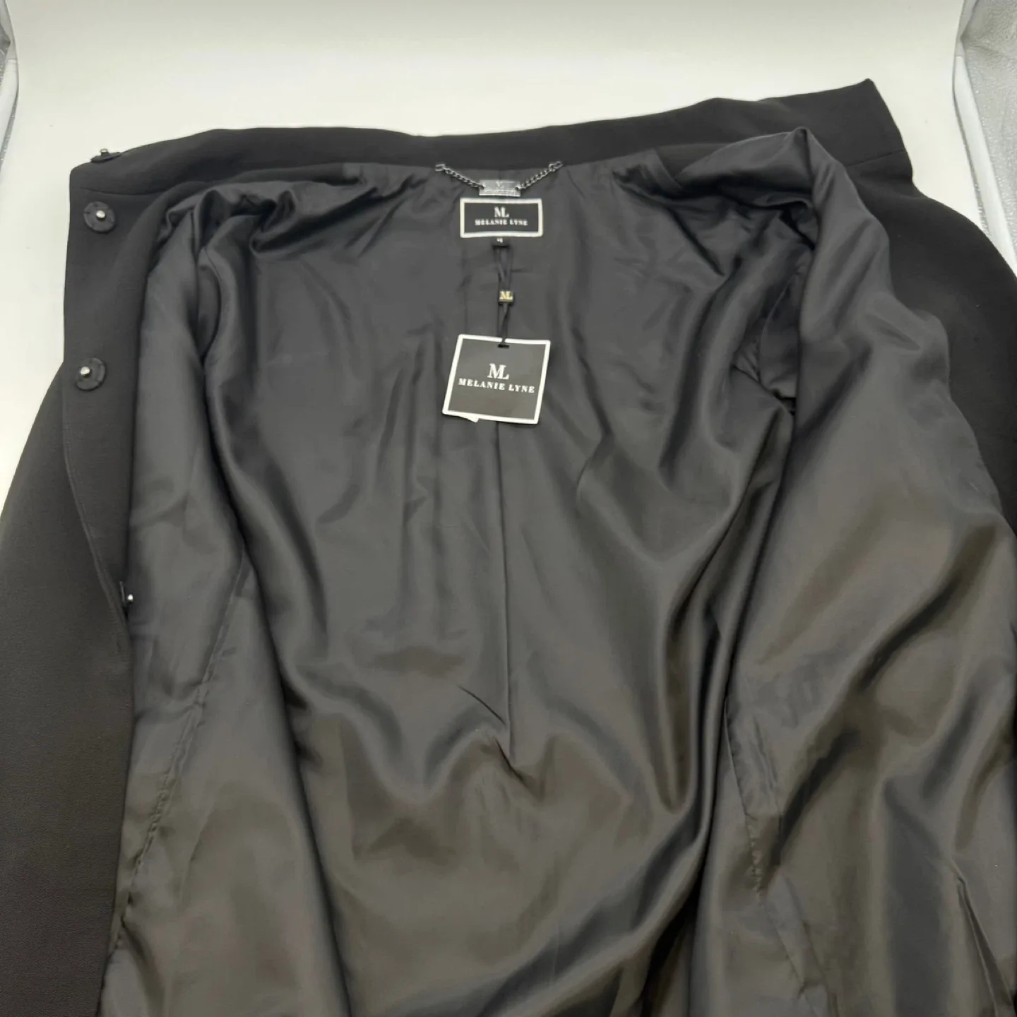 Melanie Lyne Black Funnel Neck Coat – Size 14 (New with Tag) image indicator(6)