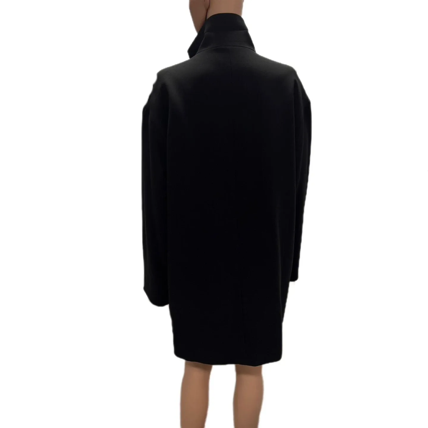 Melanie Lyne Black Funnel Neck Coat – Size 14 (New with Tag) image indicator(4)