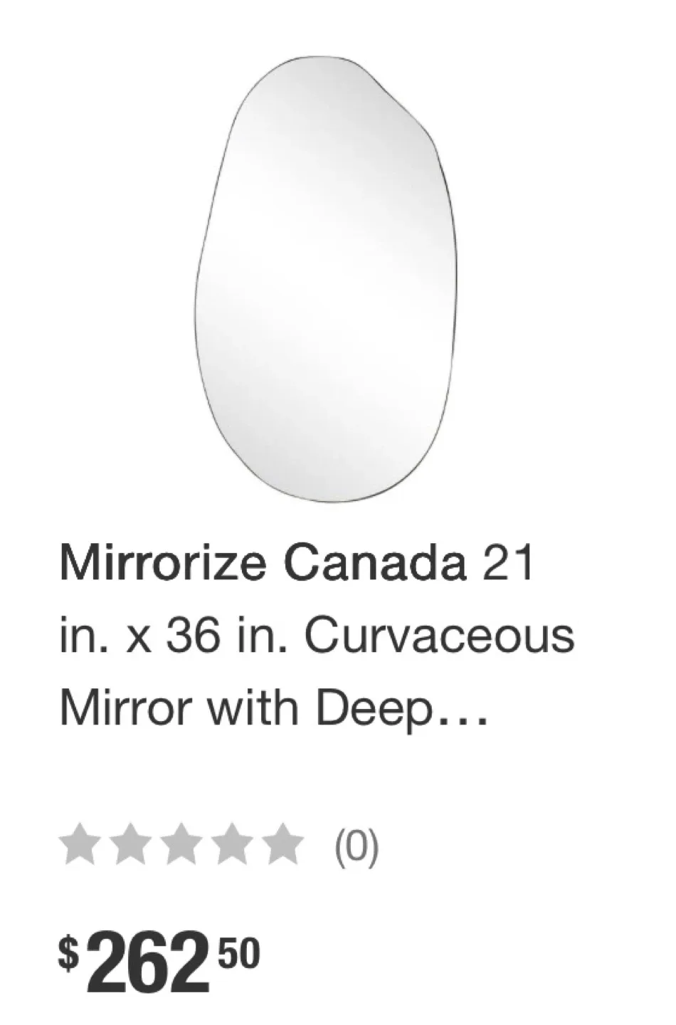 Mirrorize Canada Curvaceous Mirror 21x36 - New in Box!
