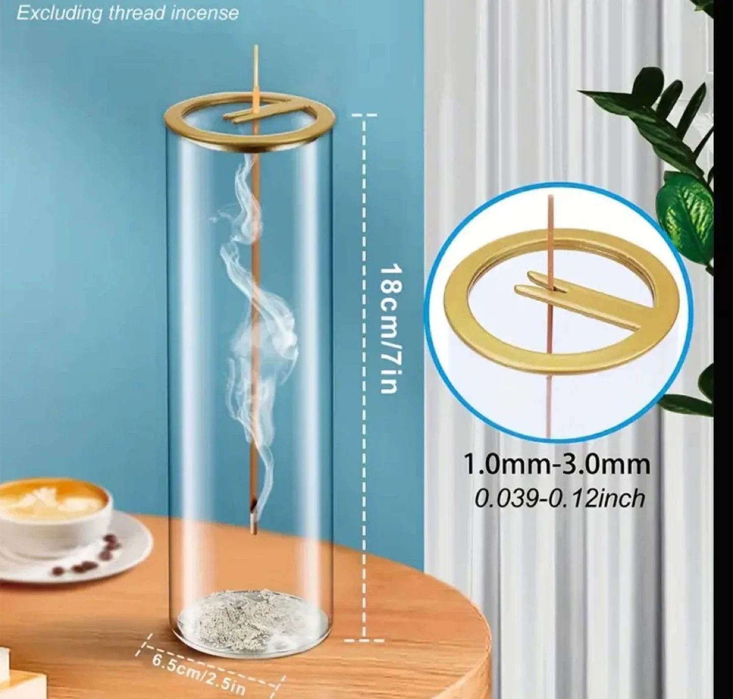 Elegant Glass Incense Holder with Brass image indicator(3)