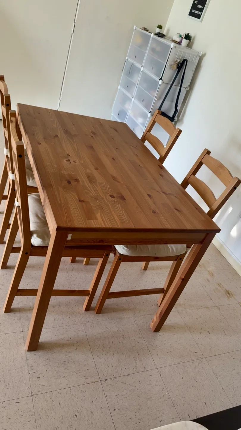 IKEA Solid Wood Dining Table with 4 Chairs