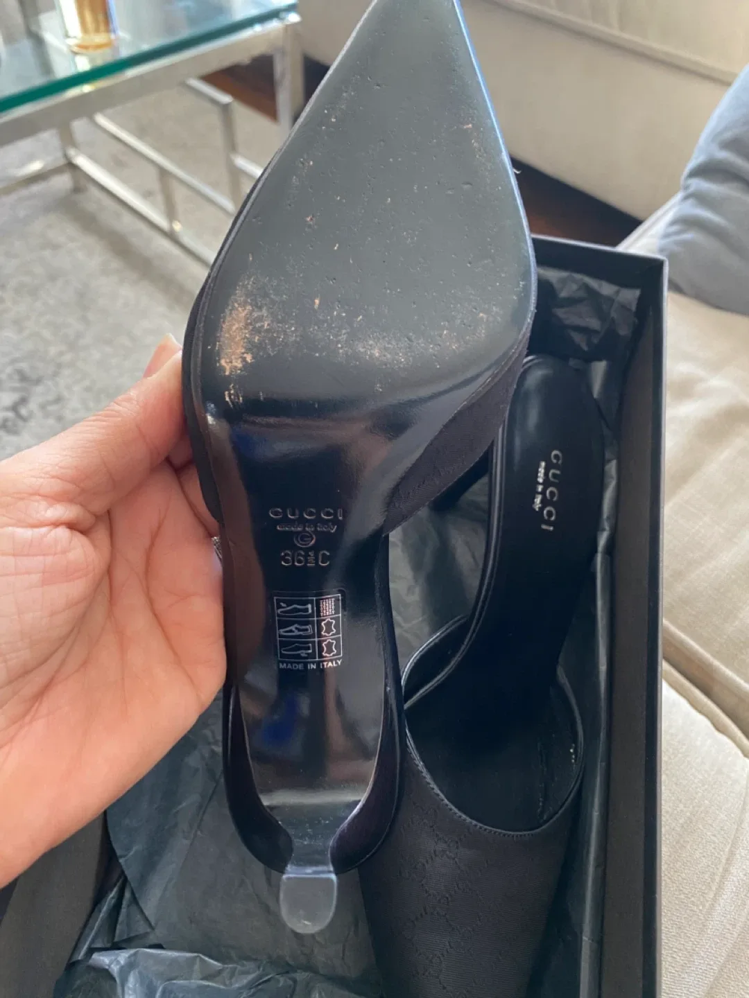 Gucci Black Heels Size 36.5C with Box image indicator(3)