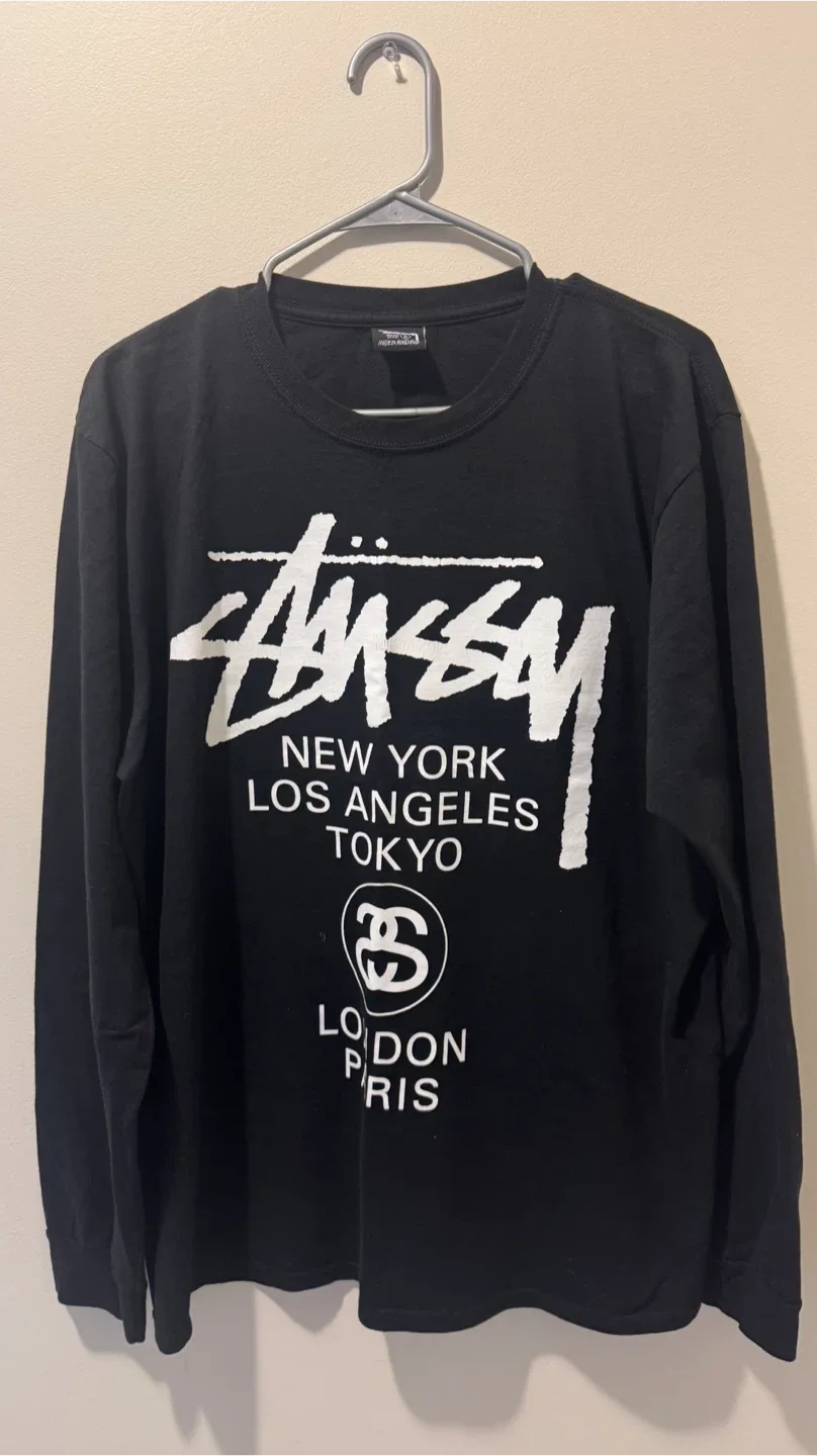 Stussy World Tour Black Long Sleeve T-Shirt
