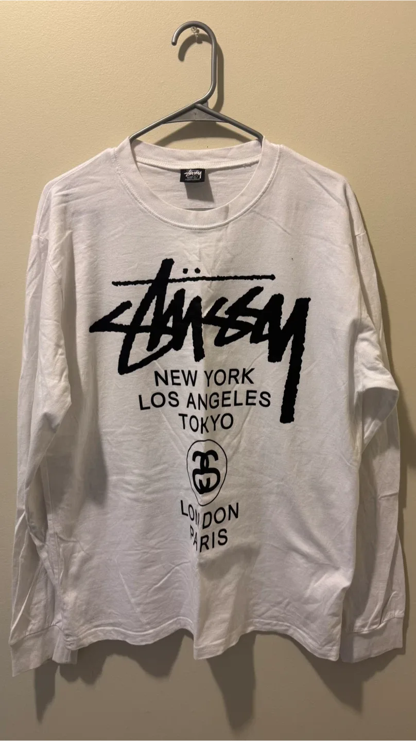 Stussy World Tour Long Sleeve T-Shirt - White
