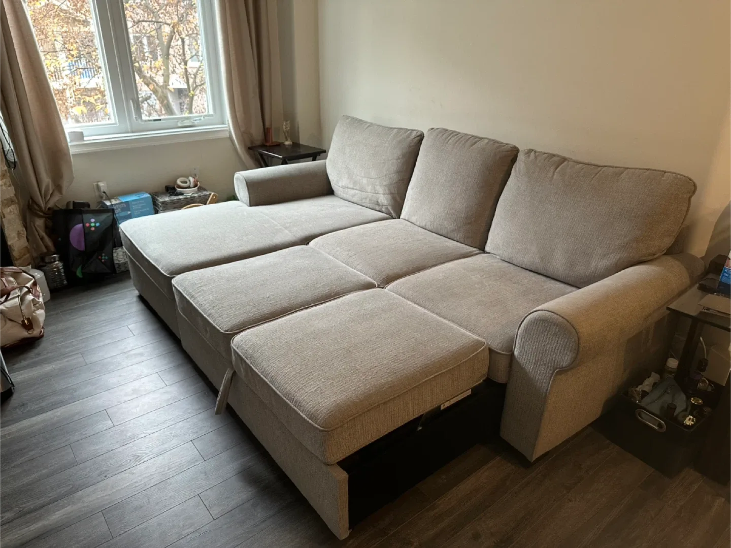 Beige Sectional Sofa with Chaise Lounge image indicator(8)