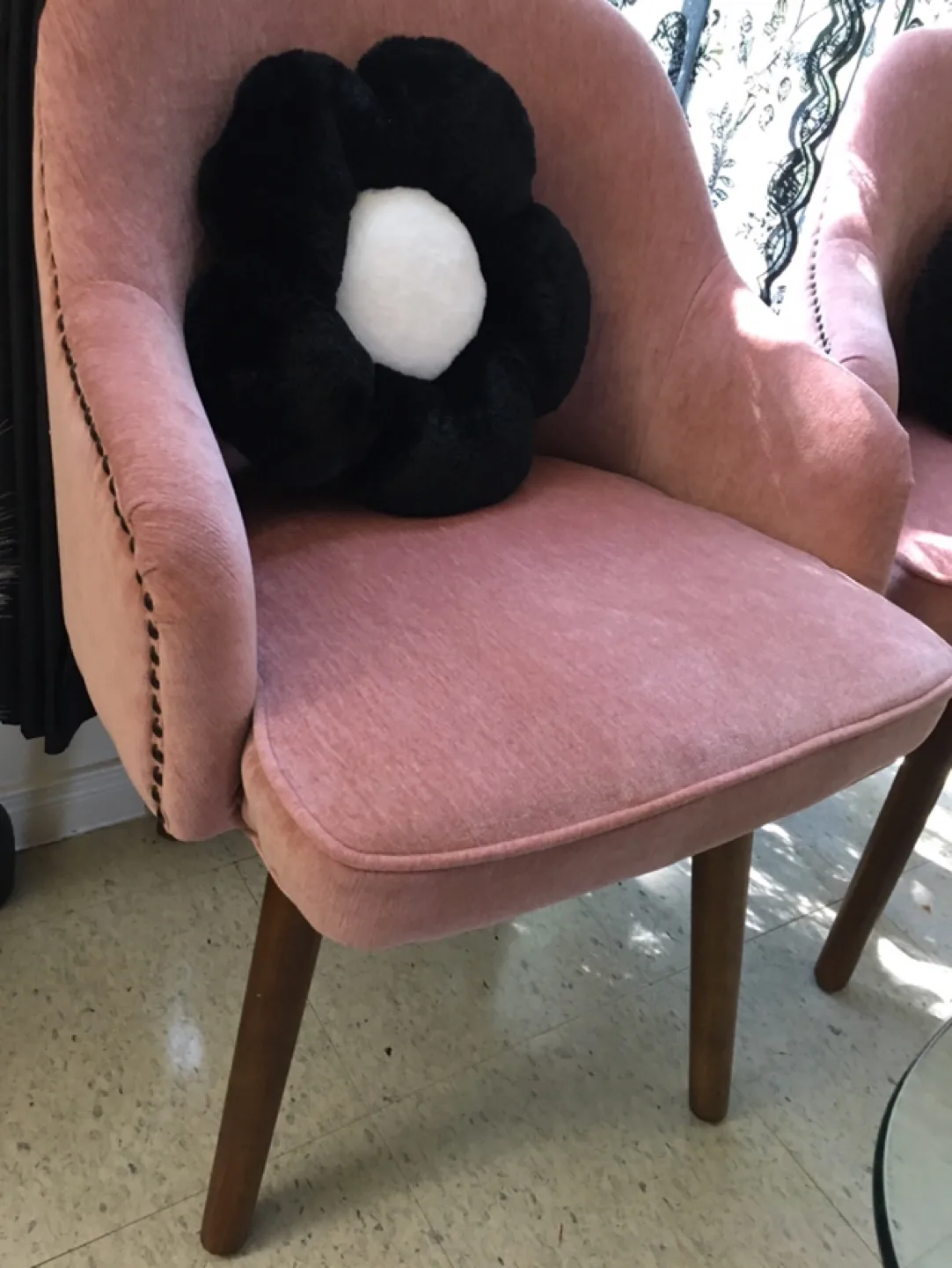 Elle Decor Pink Velvet Accent Chair image indicator(3)