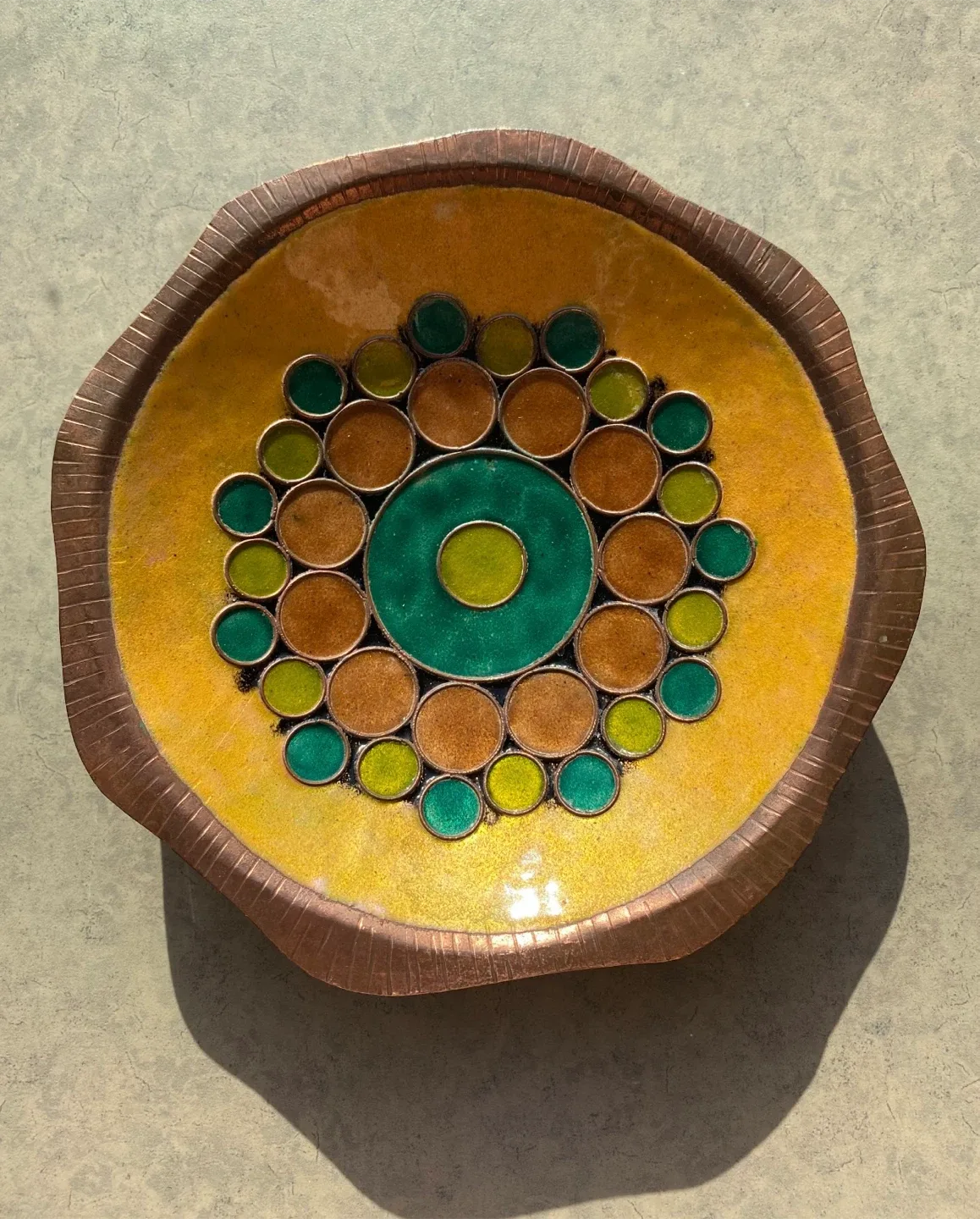 Vintage Copper Enamel Decorative Plate image indicator(3)