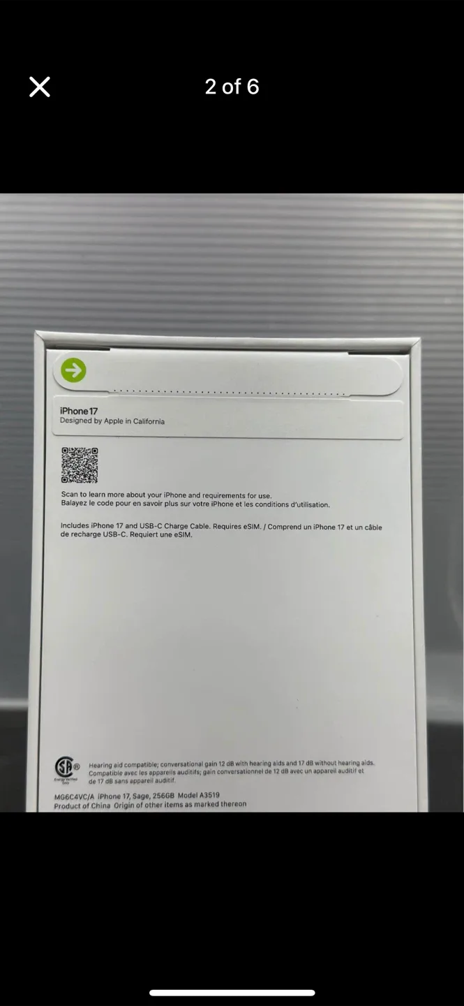 Apple iPhone 17 256GB SAGE. Canadian A3519 Brand New Sealed. image indicator(2)