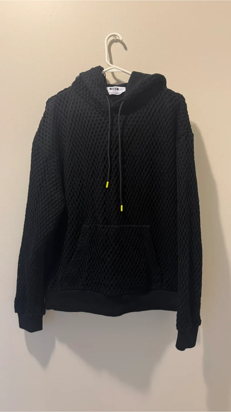 MSGM Black Mesh Hoodie
