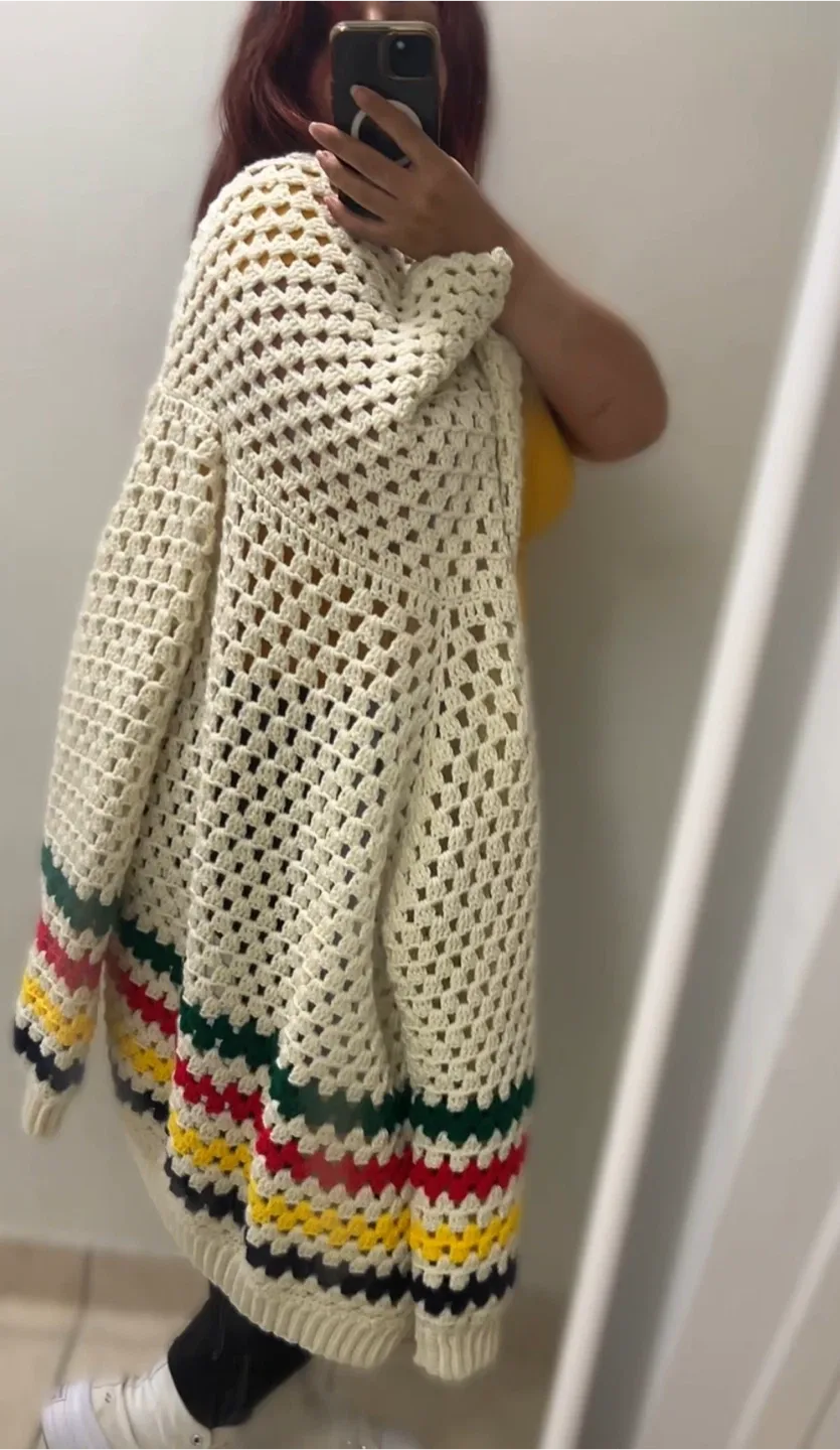 Handmade Crochet Cardigan - Hooded and Colourful image indicator(2)