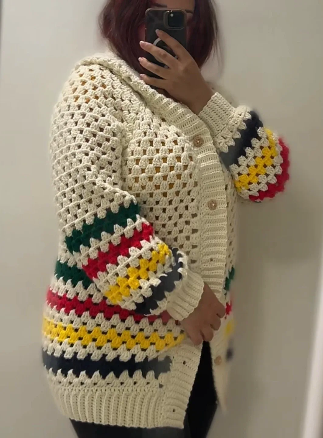 Handmade Crochet Cardigan - Hooded and Colourful image indicator(3)