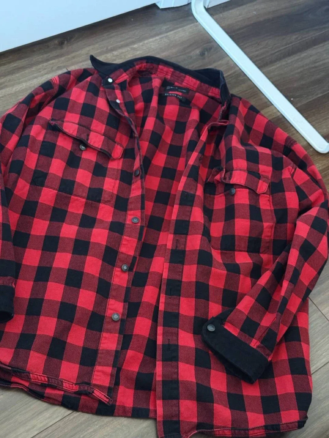 Zara Red and Black Flannel Shirt - Size M image indicator(2)