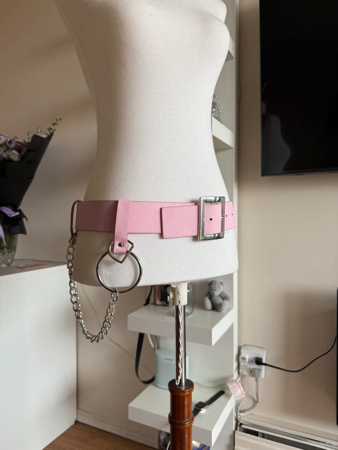 Pink Belt with Chain Detail