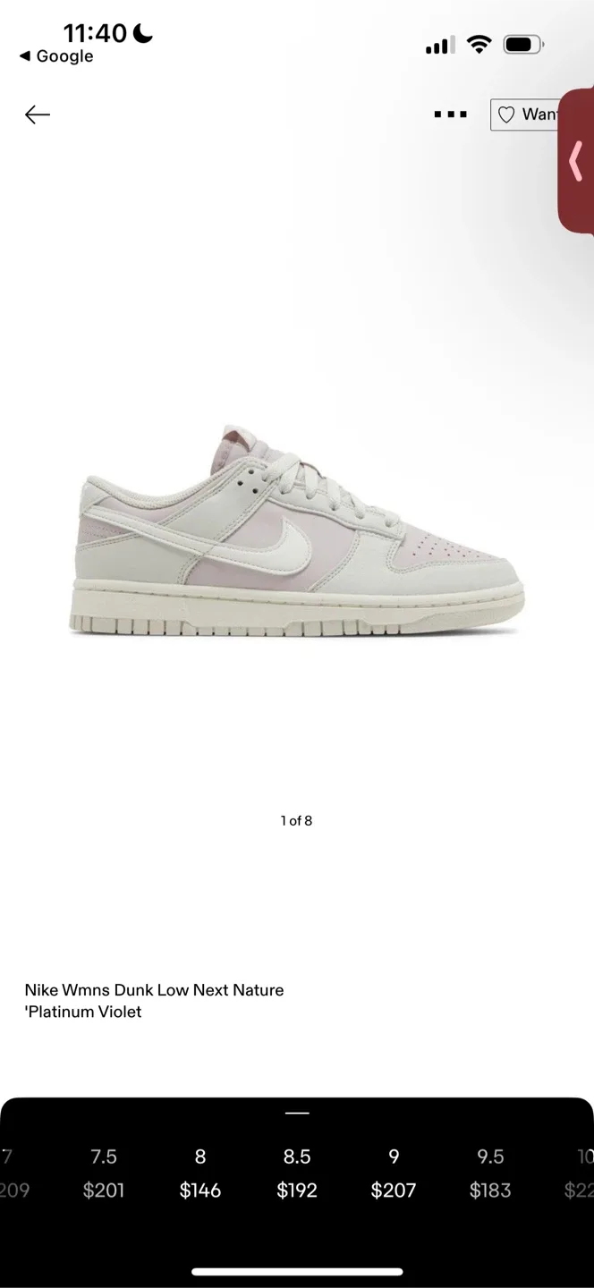 Nike Wmns Dunk Low Next Nature Platinum Violet - Size 8 image indicator(5)