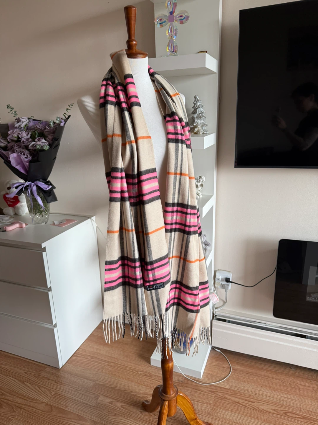 Scarf - Pink and Beige Plaid - photo 2
