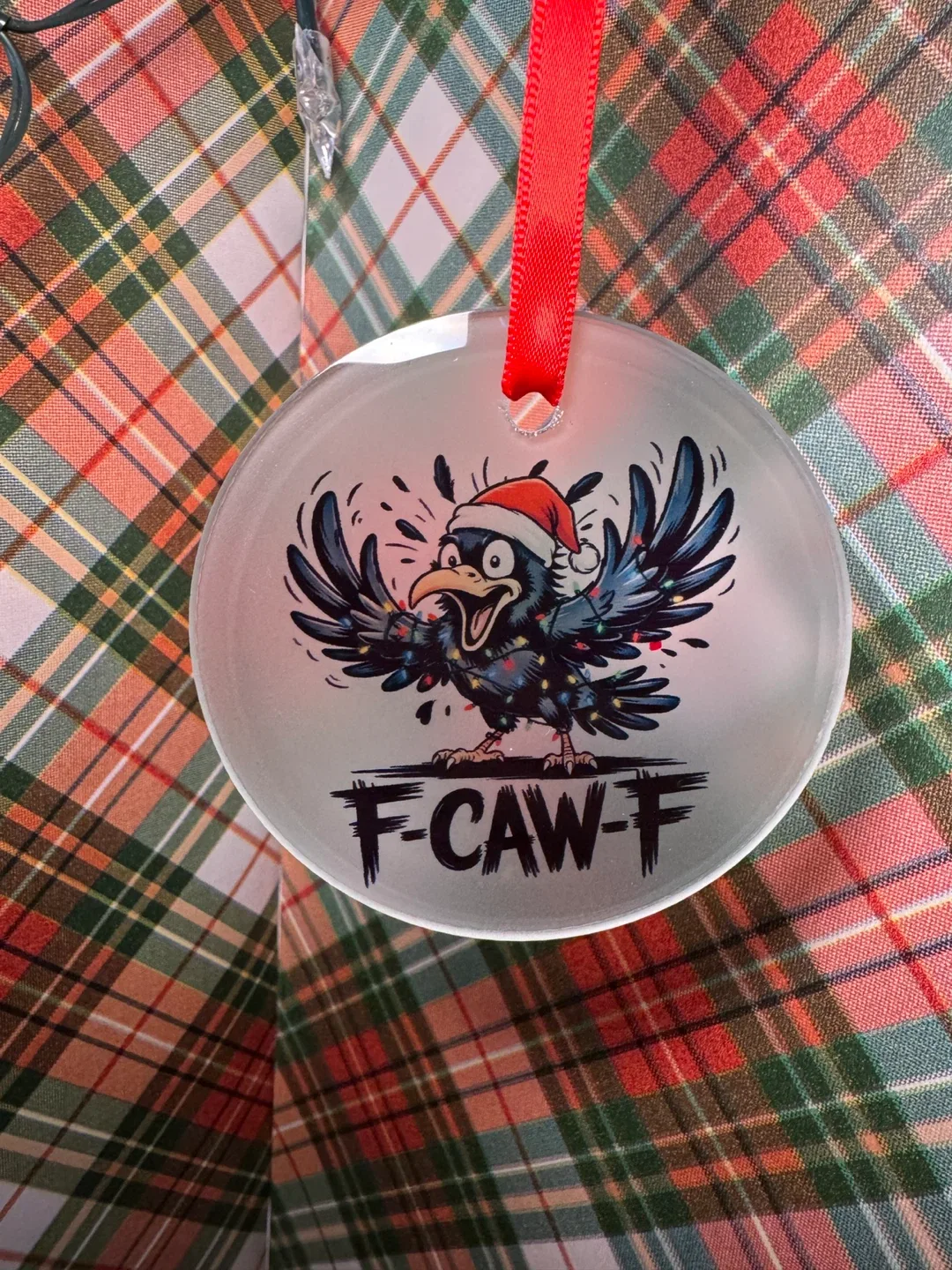 F-CAW-F Crow Christmas Ornament