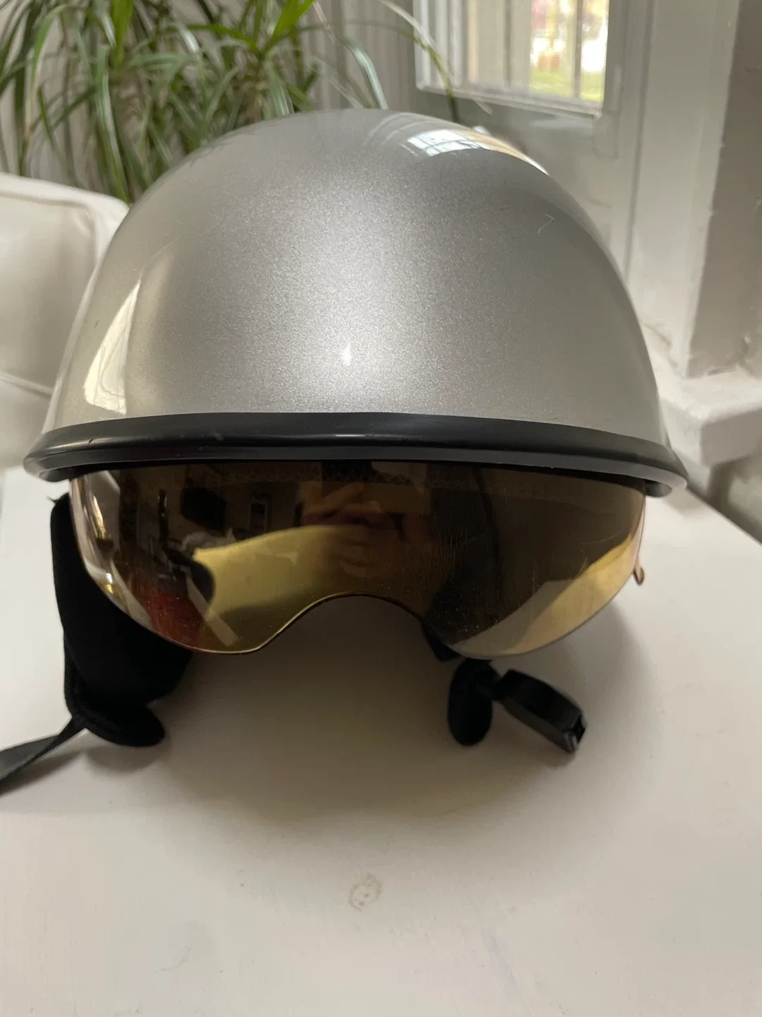 OMG Accessories Silver Motorcycle Helmet image indicator(4)